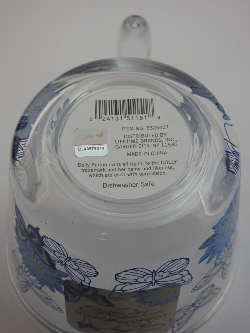 Dolly Parton Blue Butterfly Measuring Cup Glass 16 oz Limited Ed Guitar Design - Picture 5 of 5